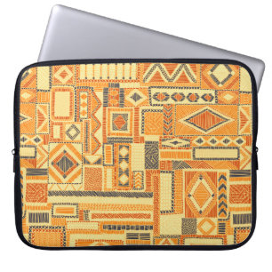 Ingeborduurd naadloos patchwork-patroon. Bohemian Laptop Sleeve