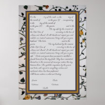 Ingeborduurde bloemen Ketubah - Canadese tekst her