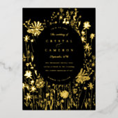 Ingeborduurde bloementeelt folie uitnodiging (Voorkant)