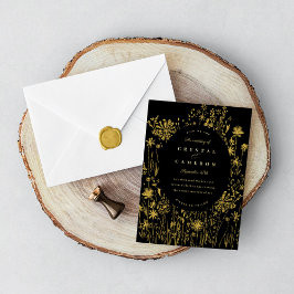 Ingeborduurde bloementeelt folie uitnodiging