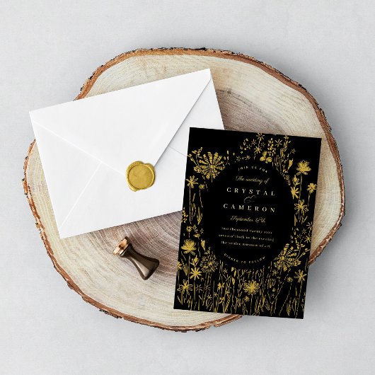 Ingeborduurde bloementeelt folie uitnodiging