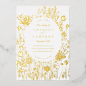 Ingeborduurde bloementeelt folie uitnodiging (Voorkant)