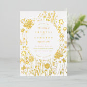 Ingeborduurde bloementeelt folie uitnodiging (Staand Voorkant)