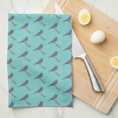 Ingeborduurde Bluejay Kitchen Towel Theedoek (Quarter Fold)