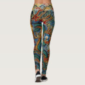 Ingeborduurde Fiery Chinese Dragon Leggings (Achterkant)