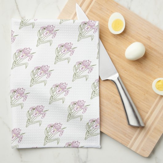 Ingeborduurde Iris Design MoJo Kitchen handdoek (Quarter Fold)