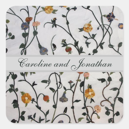 Ingeborduurde wijnstokken Envelopzegel Vierkante Sticker (Voorkant)