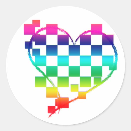 ingecheckt hart. v1. ronde sticker (Voorkant)