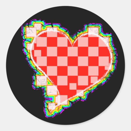 ingecheckt hart. v2. ronde sticker (Voorkant)