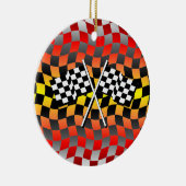 ingecheckte vlaggen keramisch ornament (Rechts)