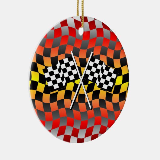 ingecheckte vlaggen keramisch ornament (Rechts)