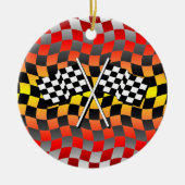 ingecheckte vlaggen keramisch ornament (Voorkant)