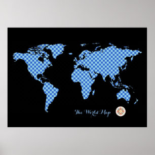 ingecheckte wereldkaart poster