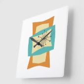 Ingedrukt rechthoekig Oranje Turquoise Cream Mid M Vierkante Klok (Hoek)