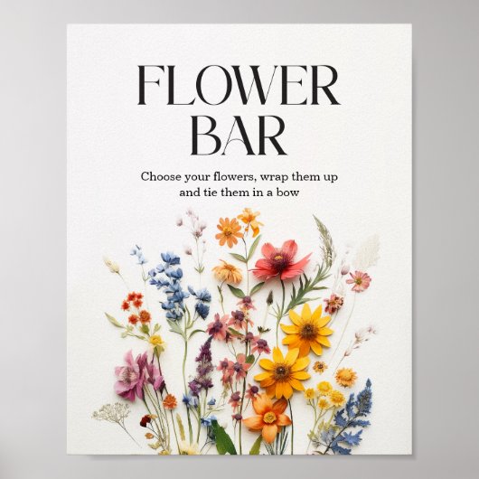 Ingedrukte bloemen Wildflower Bar teken Poster (Voorkant)
