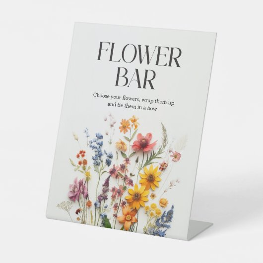 Ingedrukte bloemen Wildflower Bar teken Reclamebord Met Voetstuk (Voorkant)