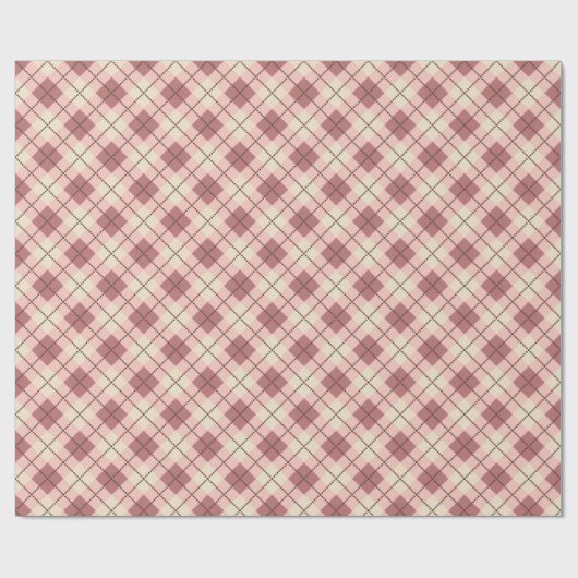 ingedrukte tartaankleurige klassieke beige bruine  cadeaupapier (Vlak)