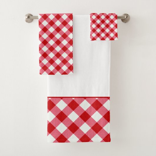 ingedrukte tartaankleurige vaste klassieke rode wi bad handdoek (Insitu)