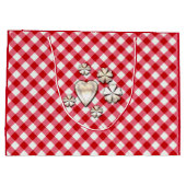 ingedrukte tartaanvaten klassieke rode witte textu groot cadeauzakje (Achterkant)