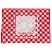 ingedrukte tartaanvaten klassieke rode witte textu groot cadeauzakje (Voorkant)