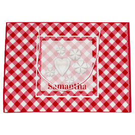 ingedrukte tartaanvaten klassieke rode witte textu groot cadeauzakje