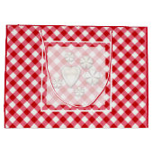 ingedrukte tartaanvaten klassieke rode witte textu groot cadeauzakje (Achterkant)