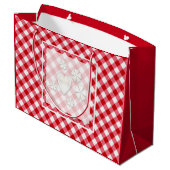 ingedrukte tartaanvaten klassieke rode witte textu groot cadeauzakje (Achterkant Gekanteld)