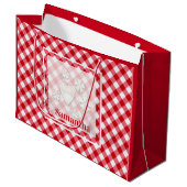 ingedrukte tartaanvaten klassieke rode witte textu groot cadeauzakje (Voorkant Gekanteld)
