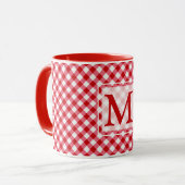 ingedrukte tartaanvaten klassieke rode witte textu mok (Voorkant links)