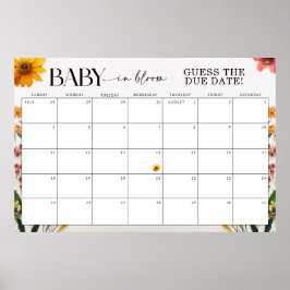 Ingedrukte Wildflower Baby shower Raad de vervalda Poster