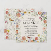 Ingedrukte Wildflower Bloemen Baby Sprinkle Shower Kaart (Voorkant / Achterkant)