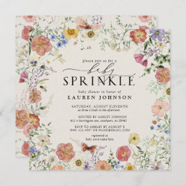 Ingedrukte Wildflower Bloemen Baby Sprinkle Shower Kaart