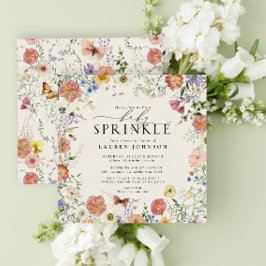 Ingedrukte Wildflower Bloemen Baby Sprinkle Shower Kaart