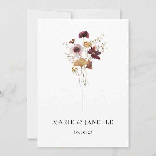 Ingedrukte Wildflower Save the Date Kaart (Achterkant)