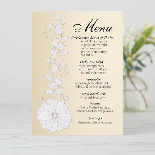 Ingegraveerd Posy met Pearl Menu (Staand voorkant)