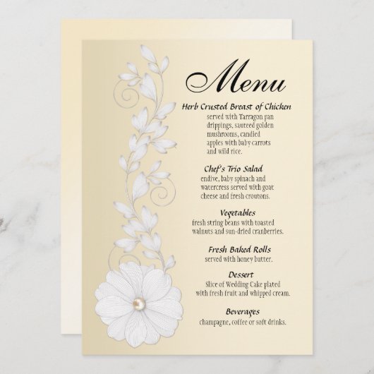 Ingegraveerd Posy met Pearl Menu (Voorkant / Achterkant)