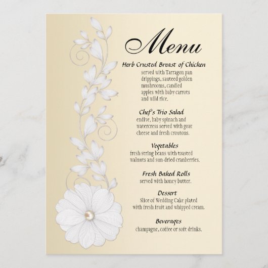 Ingegraveerd Posy met Pearl Menu (Voorkant)