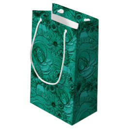 Ingegraveerde bloemen - Groen-GIFT BAG S Klein Cadeauzakje