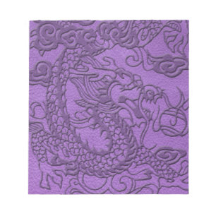 Ingegraveerde draak op Paarse lederen afdruk Notitieblok