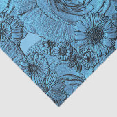 Ingegraveerde Flowers-Blue-Tissue Wrapping Tissuepapier (Detail)