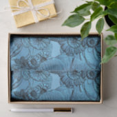 Ingegraveerde Flowers-Blue-Tissue Wrapping Tissuepapier (Geschenk)