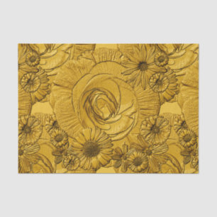 Ingegraveerde Flowers-Gold-Tissue Wrapping Tissuepapier