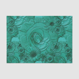 Ingegraveerde Flowers-Jade Green-Tissue Wrapping Tissuepapier