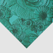 Ingegraveerde Flowers-Jade Green-Tissue Wrapping Tissuepapier (Detail)