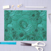 Ingegraveerde Flowers-Jade Green-Tissue Wrapping Tissuepapier (Craft)