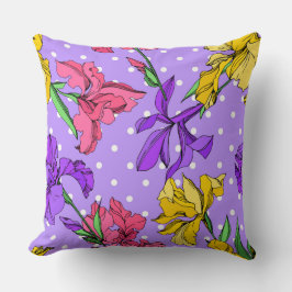 Ingegraveerde inktkunst paars wildfloreel  patroon kussen