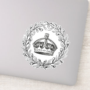 Ingegraveerde  Kroon en Laurel Wreath Sticker