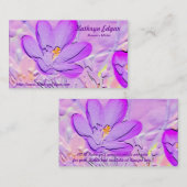 Ingegraveerde Paarse Crocus Author Visitekaartjes (Voorkant / Achterkant)