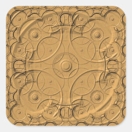 Ingegraveerde ringen op goudmetaalsticker vierkante sticker