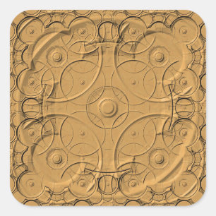 Ingegraveerde ringen op goudmetaalsticker vierkante sticker